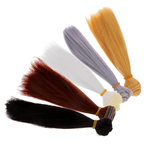 BESPORTBLE 5 Stück Teiliges Glatte Puppenperücken Synthetisches Haar DIY Puppenzubehör Vielseitig für Frisuren und Einfaches Anbringen für Kreative Puppenhaargestaltung von BESPORTBLE