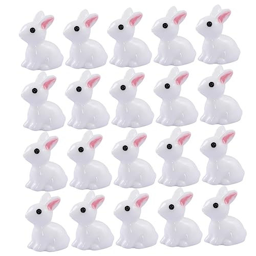 BESPORTBLE 50 Stück Kaninchen Mit Kleinen Ohren Mini Hasenfiguren Miniatur Zwerge Mini Tierskulpturen Cupcake Figuren Dekorationen Streutiere Hasen Feen Kuchenaufsatz Kunstharz von BESPORTBLE