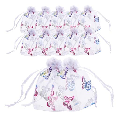 BESPORTBLE 50 Stück Schmetterlings-Geschenkbeutel Aus Organza - Kordelzugbeutel Für Süßigkeiten Und Schmuck Ideal Für Hochzeiten Babypartys Und Geburtstagsfeiern Elegant Und Praktisch von BESPORTBLE