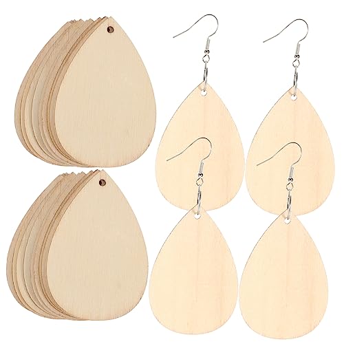 BESPORTBLE 50 Stück Teiliges DIY Holz Ohrring Anhänger Unvollendete Tropfenform Leichte Glatte Holzrohlinge zum Bemalen und Basteln für Schmuckherstellung und Individuelles Ohrschmuck Design von BESPORTBLE