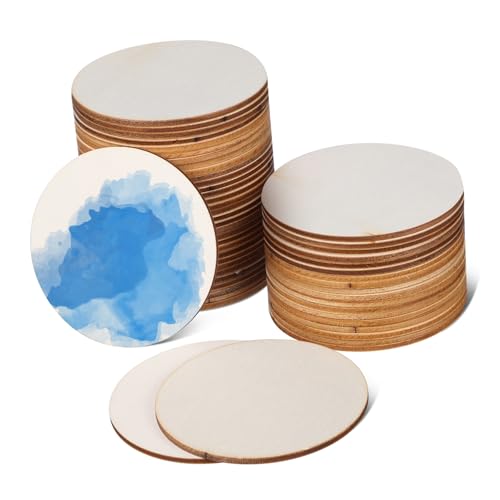 BESPORTBLE 50 Stück Unfertige Holzscheiben Runde Holzdiscs für Bastelarbeiten Natürliche Holzplatten zum Bemalen Schnitzen Gravieren und Dekorieren von BESPORTBLE