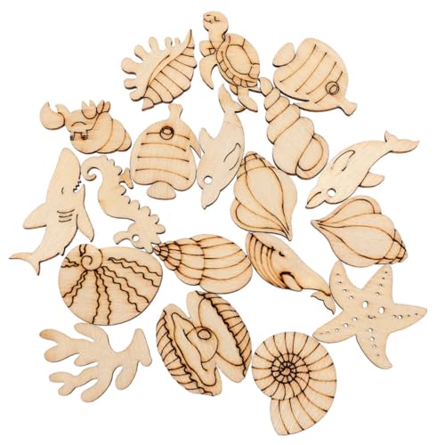 BESPORTBLE 50 Stück Unvollendete Holz Meerestier Ausschnitte für Bastelideen Deko für Zuhause Kreatives Malen Handgemachte Holzfiguren mit Maritimem Design von BESPORTBLE