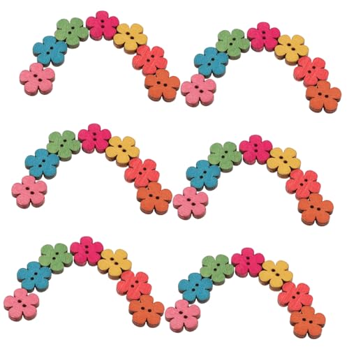 BESPORTBLE 50 Stück Vintage Holzknöpfe Blumenmuster Zweiloch Bunte Kleine Nähknöpfe für DIY Basteln Kleidung Dekoration Kinderkleidung Hemden Zubehör von BESPORTBLE
