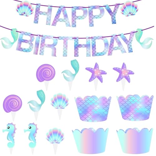 BESPORTBLE 51 Stück Mermaid Tortenaufsätze Teiliges Meerjungfrau Kuchendekoration für Geburtstagsfeiern Bunte Cupcake Wrapper und Toppers für Kreative Kuchenverzierungen BESPORTBLE 51 Stück Mermaid Tortenaufsätze Teiliges Meerjungfrau Kuchendekoration für Geburtstagsfeiern Bunte Cupcake Wrapper und Toppers für Kreative Kuchenverzierungen von BESPORTBLE