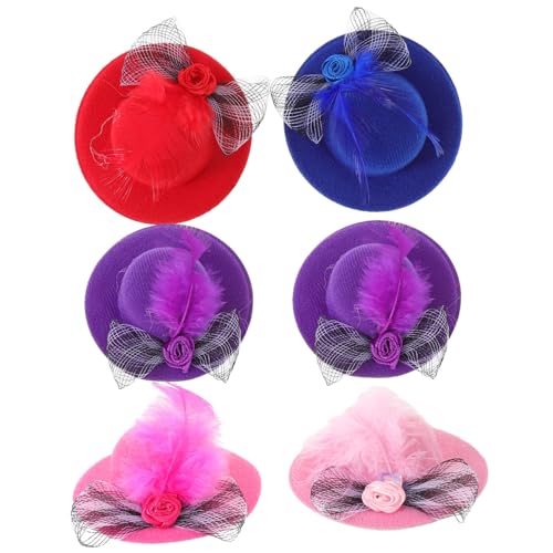 BESPORTBLE 6 Stück Mini Teeparty Hüte Bunte DIY Puppenhüte für Stoffmaterial Leicht Langlebig für Bastelprojekte und Puppenmode für Teepartys von BESPORTBLE
