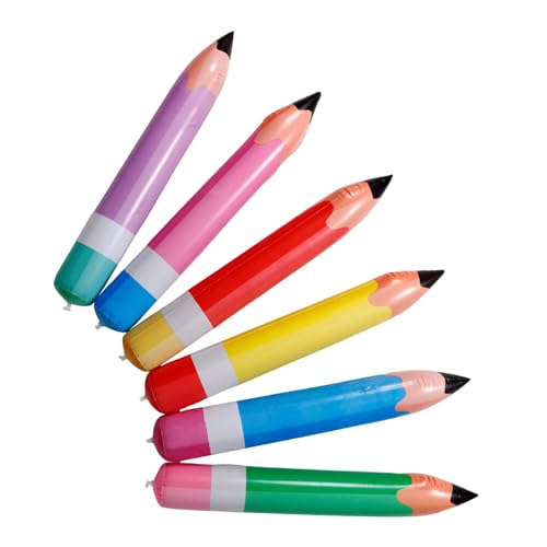 BESPORTBLE 6 Stück Teiliges Aufblasbare Riesen Bleistifte in Farben Langlebige PVC Schul Deko Vielseitiges Fotorequisit und Party Accessoire für Klassenzimmer und Geburtstagsfeiern von BESPORTBLE