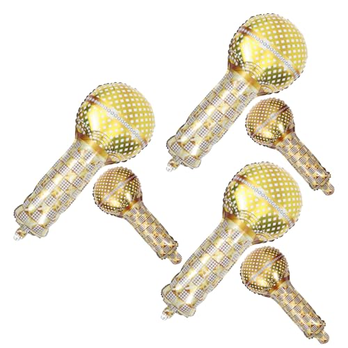 BESPORTBLE 6 Stück Teiliges Goldene Folien Mikrofonballons Aufblasbare Partydeko für Hochzeit Geburtstag Festival Langlebig Luftdicht Stilvoll für Innen und Außenbereich von BESPORTBLE