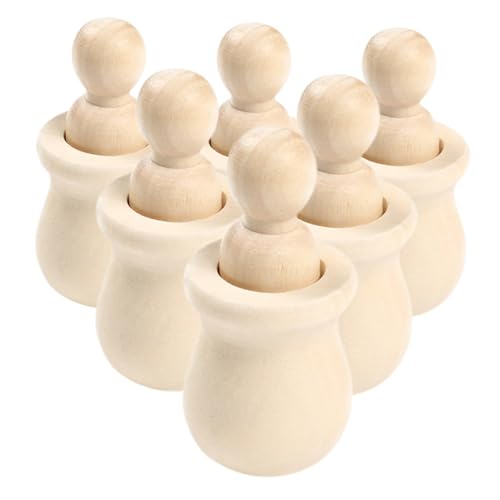 BESPORTBLE 6 Stück Teiliges Unbemalte Holzfiguren für DIY Basteln Blanke Holzpuppen für Kreative Handmalerei Pädagogisches Bastelspielzeug für Mädchen und Kinderzimmerdeko von BESPORTBLE