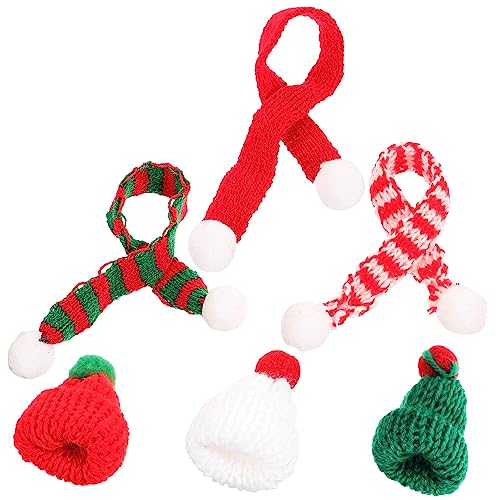 BESPORTBLE 6 Stück Zubehör für Mini- Minihüte zum Basteln gestrickt Wollmütze zur Dekoration DIY-Ornamente Mini-Strickmützen Mini-Schal Mini-Hut Garn von BESPORTBLE