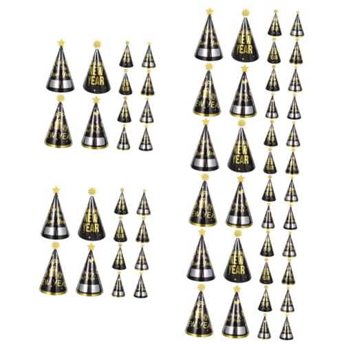 BESPORTBLE 60 Stck. Teiliges Neujahrs Party Papierkegel Hüte Schwarz Gold Design mit Glückwünschen Leichte und Strapazierfähige Partydekoration für Erwachsene und Vielseitige Feierlichkeiten von BESPORTBLE