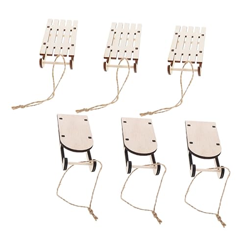 BESPORTBLE 6Stücke Holzschlitten Weihnachtsdeko Unvollendete Holzornamente für DIY Bastelprojekte Tischdekoration für Festliche Anlässe und Kreative Weihnachtsfeiern von BESPORTBLE