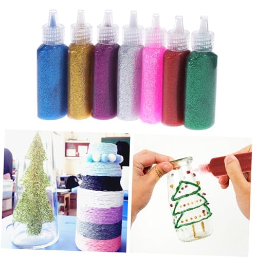 BESPORTBLE 7 Stück Teiliges Glitzerkleber Set für Buntes Bastelzubehör für DIY Projekte Holzhandwerk Papier Schneiden und Kunstblumen Rot Gold Blau Grün Silber Rosa von BESPORTBLE