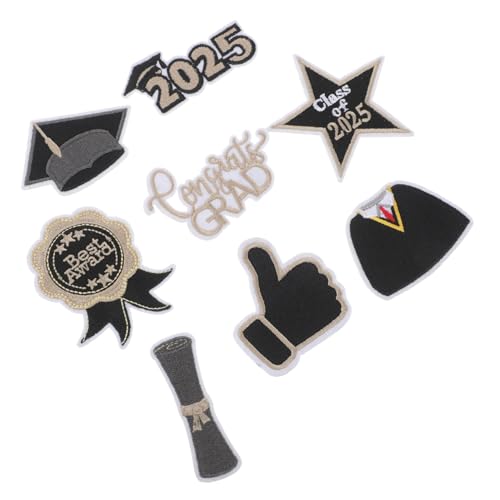 BESPORTBLE 8 Stück Graduations Patches Schwarze und Goldene Aufbügelbare Applikationen für Kleidung Hüte und Taschen für Diy Projekte zur Graduierung von BESPORTBLE