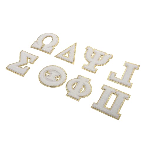 BESPORTBLE 8 Stück Weiße Griechische Buchstaben Patches mit Goldstickerei für Kleidung Hüte und Jeans für Diy Projekte und Scrapbooking von BESPORTBLE