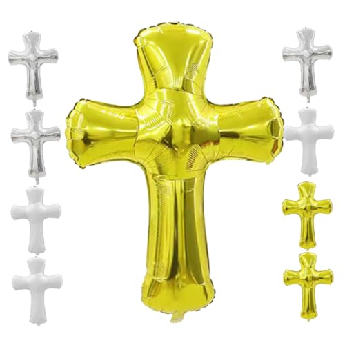 BESPORTBLE 9 Stück Teiliges Kreuzballon aus Aluminiumfolie für Taufen Kommunion und Religiöse Feierlichkeiten Wiederverwendbare Luftballons Weiß Silber und Gold für Jungen und Mädchen zur von BESPORTBLE