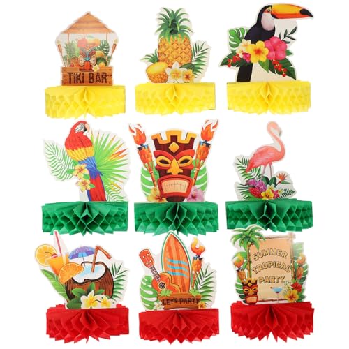 BESPORTBLE 9Stücke Hawaii Wabenpapier Ornamente Tropische Tischdekoration Für Sommerpartys Hawaiianische Partydekorationen Waben Partydekoration Für Aloha Feiern von BESPORTBLE