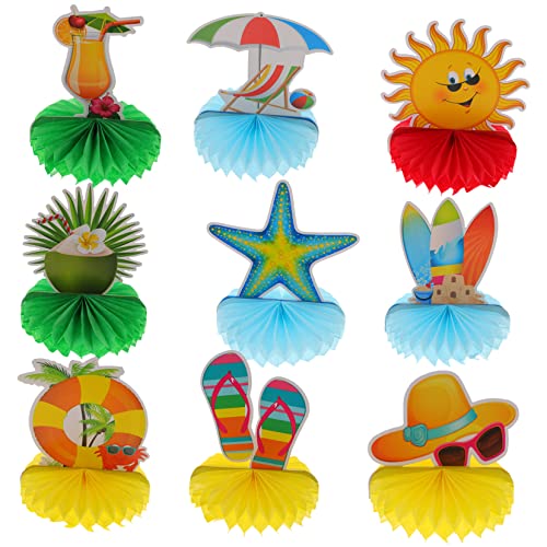 BESPORTBLE 9Stücke Hawaii Wabenschmuck Kreative Papier Dekorationen Für Partys Tischdeko Und Wohnkultur Gefälligkeiten Für Sommerfeste Und Tropenpartys von BESPORTBLE