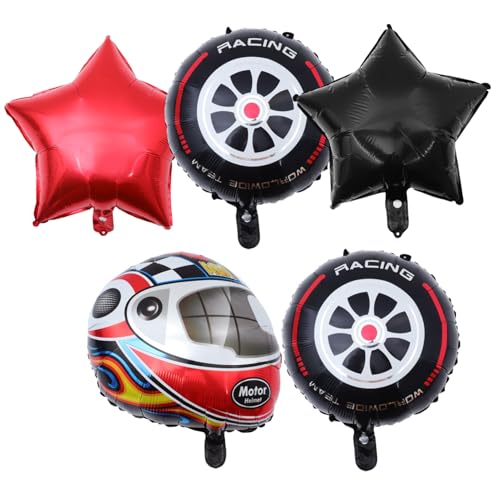 BESPORTBLE Aluminium Folienballons Rennhelm und Reifen Set Teiliges Rennwagen Partydeko für Jungen Geburtstag Luftdichte Langlebige Party Dekoration Schnell Aufblasbar für Racing Car von BESPORTBLE