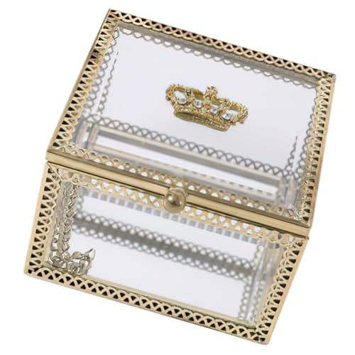 BESPORTBLE Box Box schmuckschatulle aus glas transparent Hochzeit dekorativ klein Anzeige storage boxes aufbwahrungs-box schmuckkassette vorratsboxen Aufbewahrungsboxen Schmuckkästchen Golden von BESPORTBLE