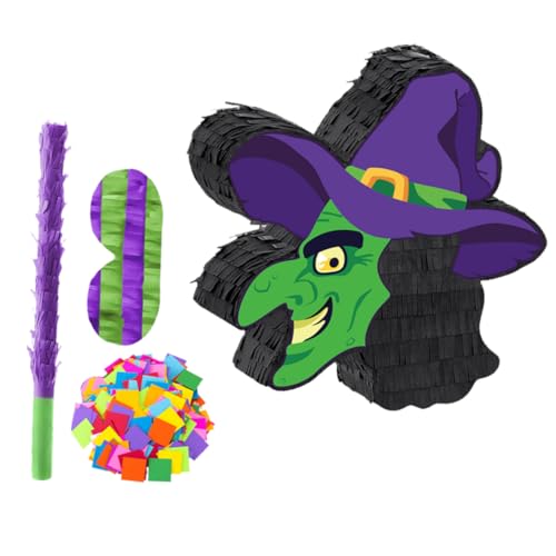 BESPORTBLE Halloween Party Pinata mit Hexenmotiv Papier Piñata mit Stick Augenbinde und Konfetti Mexikanisches Party Deko Accessoire für Halloween Feiern und Geburtstags Events BESPORTBLE Halloween Party Pinata mit Hexenmotiv Papier Piñata mit Stick Augenbinde und Konfetti Mexikanisches Party Deko Accessoire für Halloween Feiern und Geburtstags Events von BESPORTBLE