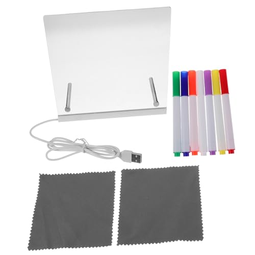 BESPORTBLE Leuchtendes Zeichenbrett LED Zeichenbrett Desktop Nachrichtenbrett Desktop Whiteboard Bunte Zeichenstifte Klares Notizbrett Leuchtendes Memoboard Leuchtbrett Kunststoff von BESPORTBLE