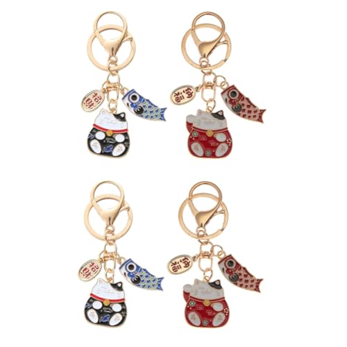 BESPORTBLE Maneki Neko Katze Schlüsselanhänger Set – 2 Stück Glücksbringer in Rot Und Blau - Perfekte Taschenanhänger Für Freundschaftsgeschenke - Rucksackdekoration Silvester Und Neujahr von BESPORTBLE