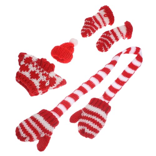 BESPORTBLE Mini Puppen Winter Outfit Teilig Strickmütze Handschuhe Pullover Socken Dekorative Kleidung für Puppenhaus Strickmode Geeignet als und Deko von BESPORTBLE