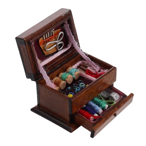 BESPORTBLE Miniaturisiertes Nähkästchen für Puppenhäuser Klassische Holz Dekoration Vintage Accessoire für Puppenhaus Möbel für Sammler und Nostalgischer Miniaturen BESPORTBLE Miniaturisiertes Nähkästchen für Puppenhäuser Klassische Holz Dekoration Vintage Accessoire für Puppenhaus Möbel für Sammler und Nostalgischer Miniaturen von BESPORTBLE