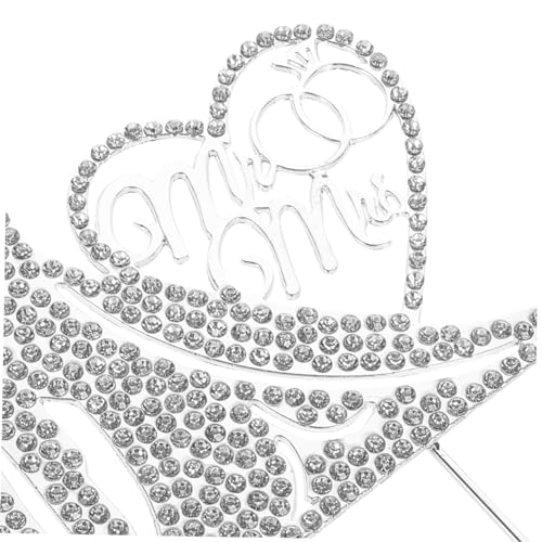 BESPORTBLE Mr Mrs Hochzeit Tortenstecker Silber Hochzeitskuchen Dekoration Brautpaar Cake Topper für Torten Dekoration Verlobung Jahrestag Cupcake Tortenaufsatz von BESPORTBLE