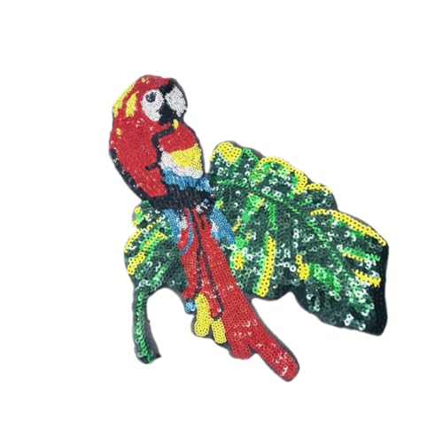 BESPORTBLE Papageien Aufnäher Mit Pailletten – Bestickte Applikation Für DIY-Nähprojekte - Ideal Zur Dekoration Von Kleidung Taschen Und Accessoires Für Kreative Bastler von BESPORTBLE