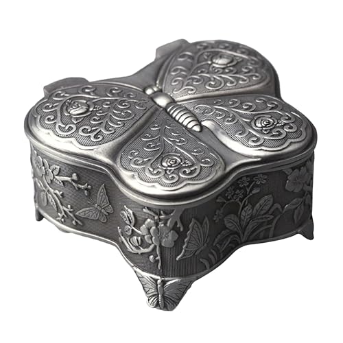 BESPORTBLE Relief Butterfly Schmuckschatulle Mini Fall reise schmuckschatulle Kleine Schmuckkoffer Zinklegierung Silber von BESPORTBLE