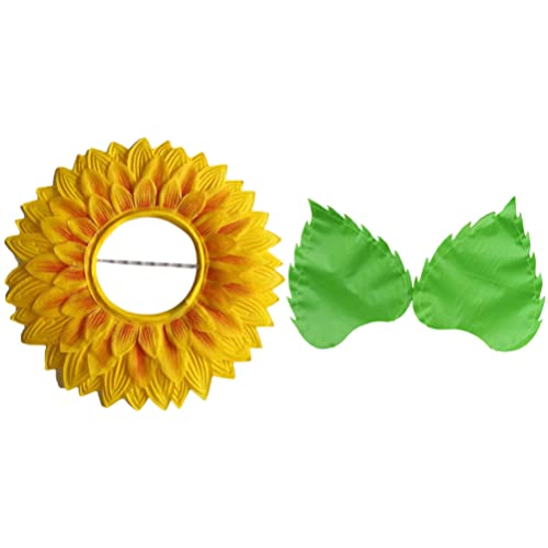 BESPORTBLE Sonnenblumen-Kopfbedeckung Mit Handschuhen Blumenkostüm Für Kinder Cosplay Lustige Performance-Requisite Sonnenblumenkostüm Sonnenblumenhut Für Party 42 Cm von BESPORTBLE