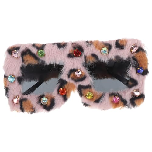 BESPORTBLE Strass-Sonnenbrille mit Pelz, Maskerade-Party, weicher Plüsch, flauschiges Fell, Kostümbrille für Halloween, Punk-Party, Kostümzubehör von BESPORTBLE