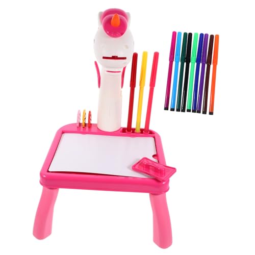BESPORTBLE Unicorn Projektor Maltisch Zeichentisch mit Einstellbarem Projektor und Abwischbarer Doodle tafel Spielerisches Malen und Kreative für Mädchen und Jungen von BESPORTBLE