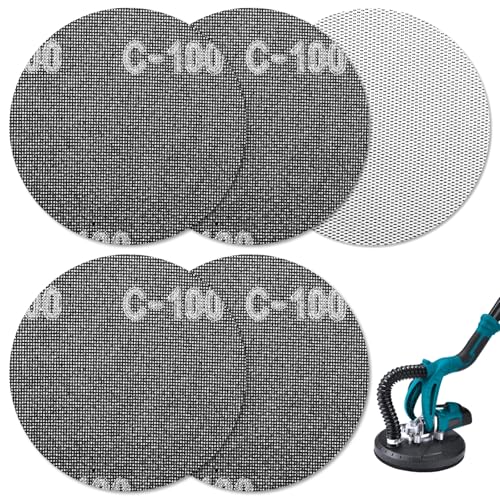 BESPOTCL Schleifgitter Ø 225mm Klett 5 Stück K100 Schleifscheiben Set für Deckenschleifer Trockenbauschleifer Langhalsschleifer von BESPOTCL