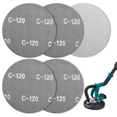 BESPOTCL Schleifgitter Ø 225mm Klett 5 Stück K120 Schleifscheiben Set für Deckenschleifer Trockenbauschleifer Langhalsschleifer von BESPOTCL