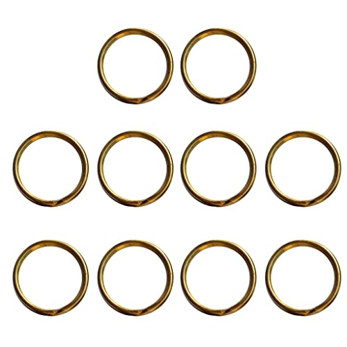 10 Stück 15 mm massives Messing Gold O Form Schlüsselanhänger Schlüsselring für Schlüsselanhänger und Basteln (15 mm) von BESSTUUP