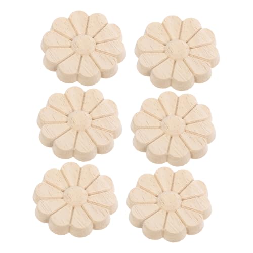 6 Stück geschnitzte Holzapplikationen – unlackierte runde Blumenwanddekoration für Schränke und Kommoden – Massivholzhandwerk für Heimdekoration 6 Stück geschnitzte Holzapplikationen – unlackierte runde Blumenwanddekoration für Schränke und Kommoden – Massivholzhandwerk für Heimdekoration von BESSTUUP