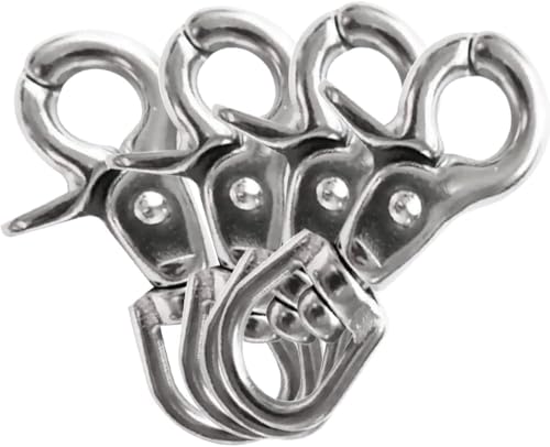 Robuster Karabinerverschluss aus 316 Edelstahl, drehbar, Karabinerhaken, Haustierschnalle, Trigger-Clip, Hund, Pferde, Schlüsselanhänger, 65 mm (4 Stück) von BESSTUUP