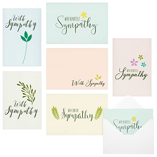 Best Paper Greetings Beileidskarten (Set, 48 Stück) - 6 Blumendesigns mit “With Sympathy”-Aufschrift - Klappkarten, Innen Blanko, Briefumschläge inklusive - 10 cm x 15 cm von BEST PAPER GREETINGS