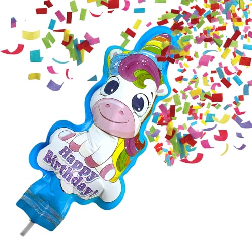 BEST PARTY EVER! Einhorn Happy Birthday Squeeze Popper 2 Pack (10 Konfetti-Party-Popper) von BEST PARTY EVER!