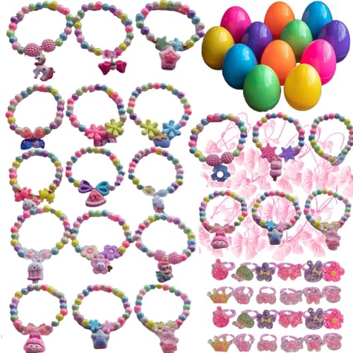96 Easter Egg Toys Bracelets Rings Hairbands, Easter Basket Stuffers, Party Favors and Gift for Girls von BESTOO