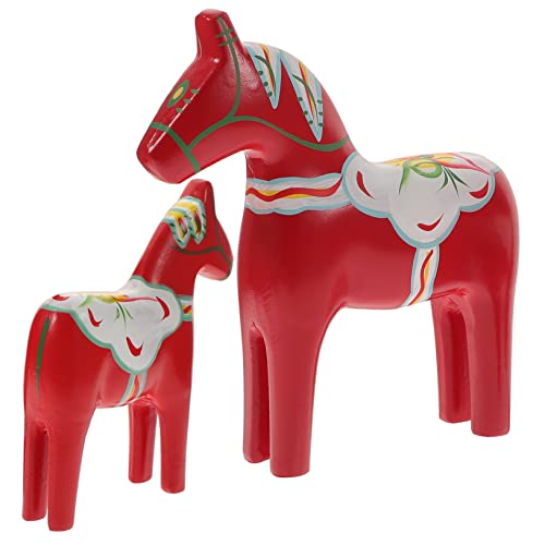 BESTOYARD 1 Paar Pferdeverzierung Aus Holz Spielzeugpferde Kuscheltier Kuscheltiere Mit Pferden Pferderennen Pferdespielzeug Kunst Mobile Skulptur Pferdefigur Hölzern Rot von BESTOYARD