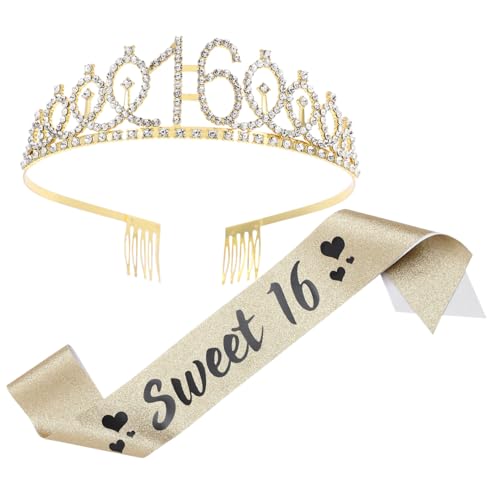 BESTOYARD Kronen-set Schärpe Zum 16. Geburtstag für Mädchen Dekoration Zum 16. Geburtstag BESTOYARD Kronen-set Schärpe Zum 16. Geburtstag für Mädchen Dekoration Zum 16. Geburtstag von BESTOYARD