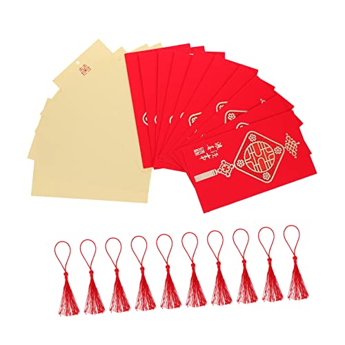 BESTOYARD 10 Stück Hochzeitseinladung die chinesen wedding card wedding invitations schön Bausatz Paket briefumschläge Geschenkkarte Hochzeitsdekoration Einladungskarten Papier rot von BESTOYARD
