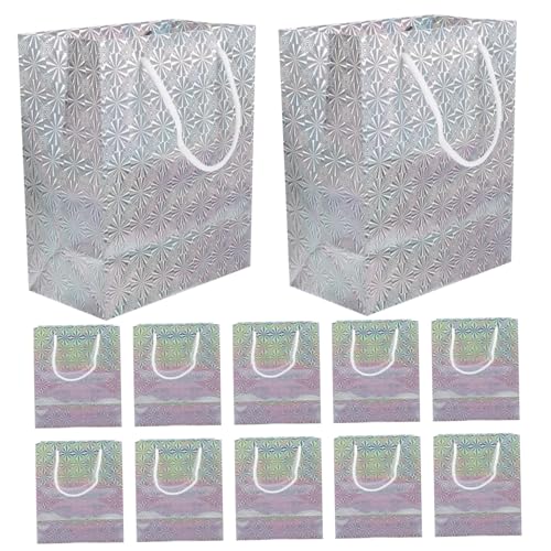 BESTOYARD 12 Stück Geschenktüten groß Hochzeitstaschen für Taschen Papier blaue partytüten Mubarak extra große Tasche Partygeschenkbeutel Geschenktüten für Geschenkbehälter Silver von BESTOYARD