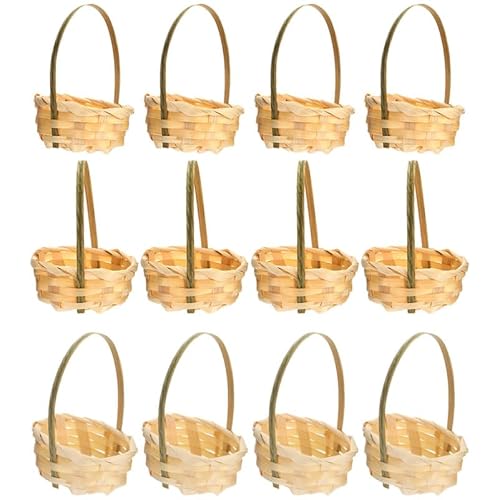 BESTOYARD 12stücke Miniatur Geflochtene Körbe Mit Griffen Teiliges Aus Kleinen Ostern-geschenkkörben Für Dekoration Hochzeiten Partys Und Garten Handgefertigte Rattan Körbe Für Süße von BESTOYARD