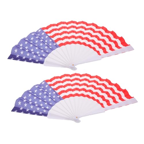 BESTOYARD 2 Stück Faltbare Patriotic Handfächer für Unabhängigkeitstag Amerikanische Flagge Design Tragbar für Hochzeiten Feste Outdoor Events und Dekorationen von BESTOYARD