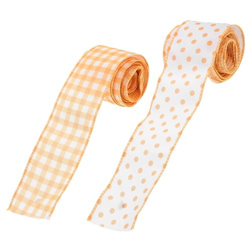 BESTOYARD 2 Stück Gelbes Bastelband Drahtrand Geschenkband für Diy Frühlings Sommerdekoration Hochzeiten Shower Geburtstagsfeiern Yards von BESTOYARD