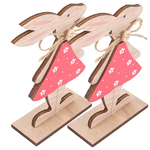 BESTOYARD 2 Stück Osterdekorationen Easter Decoration Ostern tischdeko hohzeitdeko gebutagsdeko fensterdeko Herbstzwerge Kaninchen-Shirt -Holzschild Osterdekoration aus Holz hölzern rot von BESTOYARD